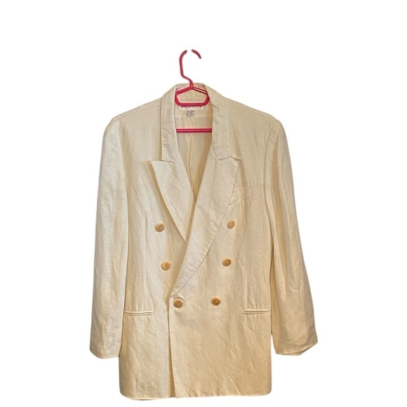 Vintage Gruppo Americano studio Cream Double-Breasted Blazer resortwear coastal - Picture 10 of 15